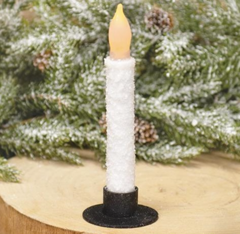 6&quot; White Frosty TIMER Taper Candle