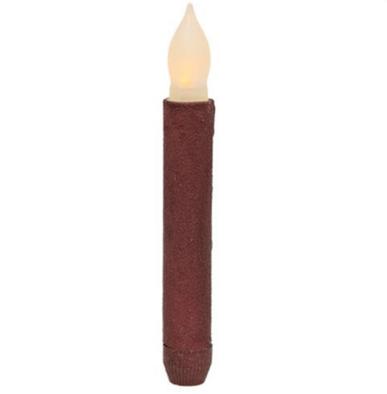 6&quot; Textured Burgundy TIMER Taper Candle