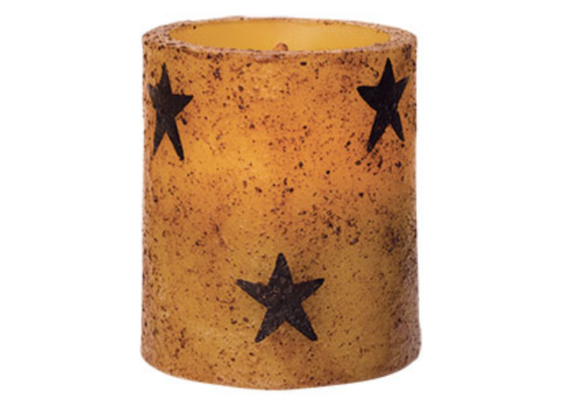 3-1/2&quot; Burnt Mustard Star TIMER Pillar Candle