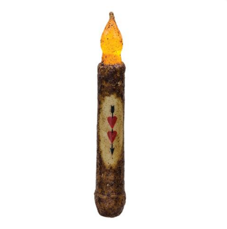 6&quot; Burnt Mustard Heart TIMER Taper Candle
