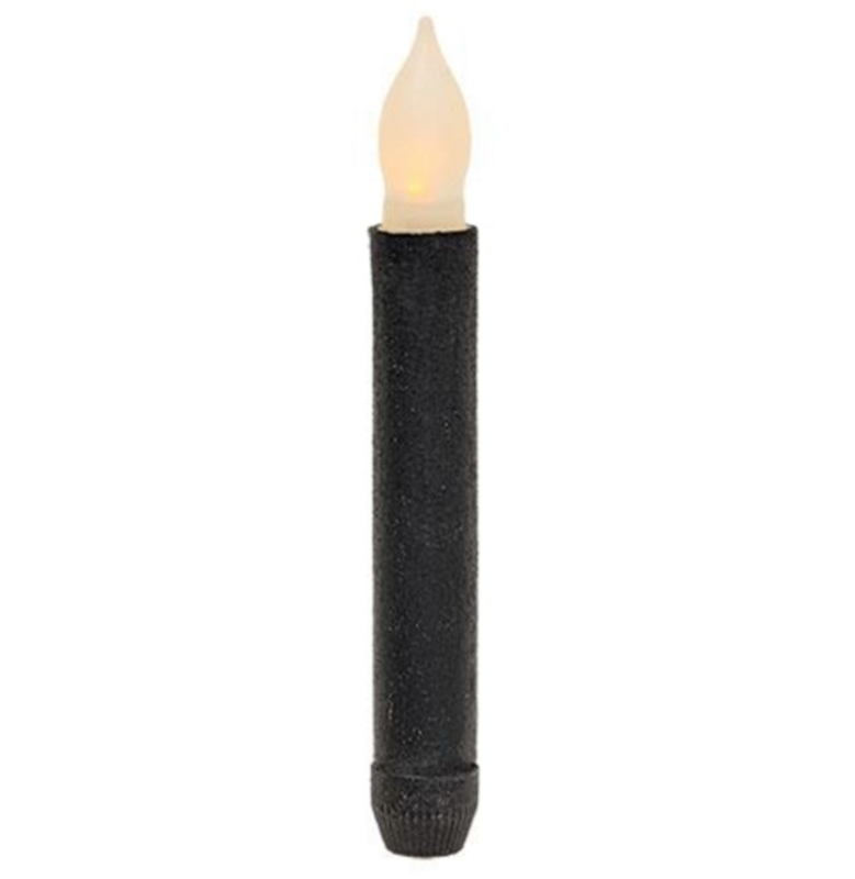 6&quot; Textured Black TIMER Taper Candle