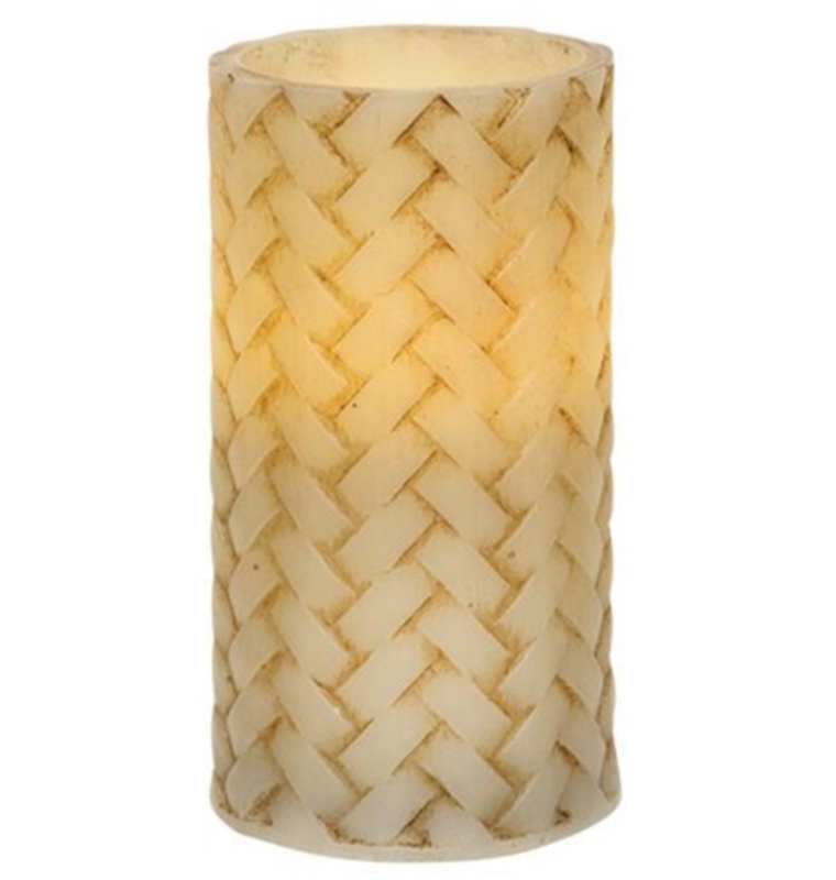 5&quot; Basket Weave TIMER Pillar Candle