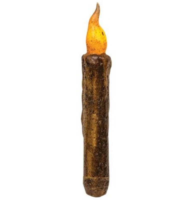 6&quot; Burnt Mustard Twisting Flicker TIMER Taper Candle