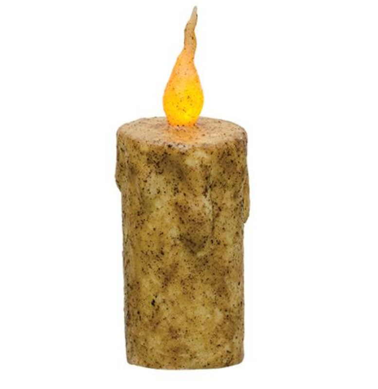 5-1/2&quot; Burnt Ivory Dripped Flicker TIMER Pillar Candle