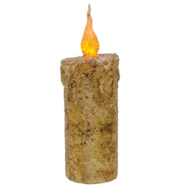 6-1/2&quot; Burnt Ivory Dripped Flicker TIMER Pillar Candle