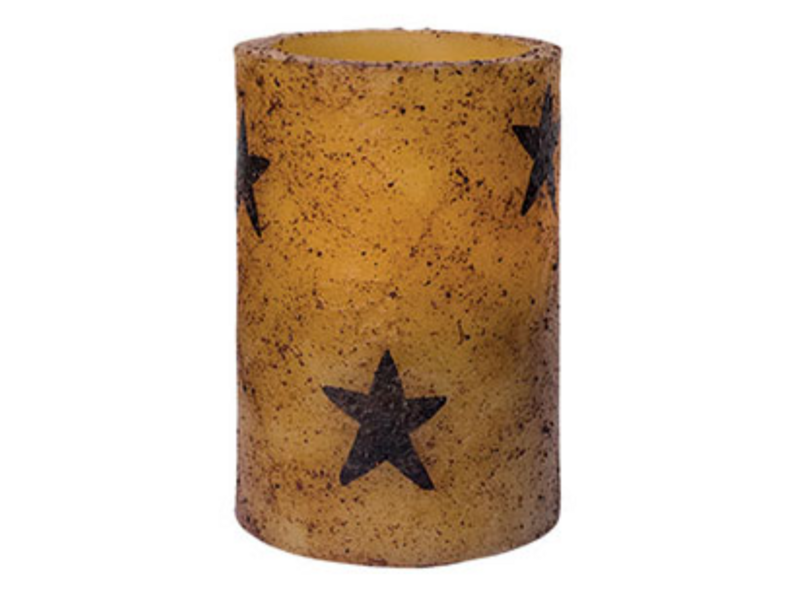 4-1/2&quot; Burnt Mustard Star TIMER Pillar Candle