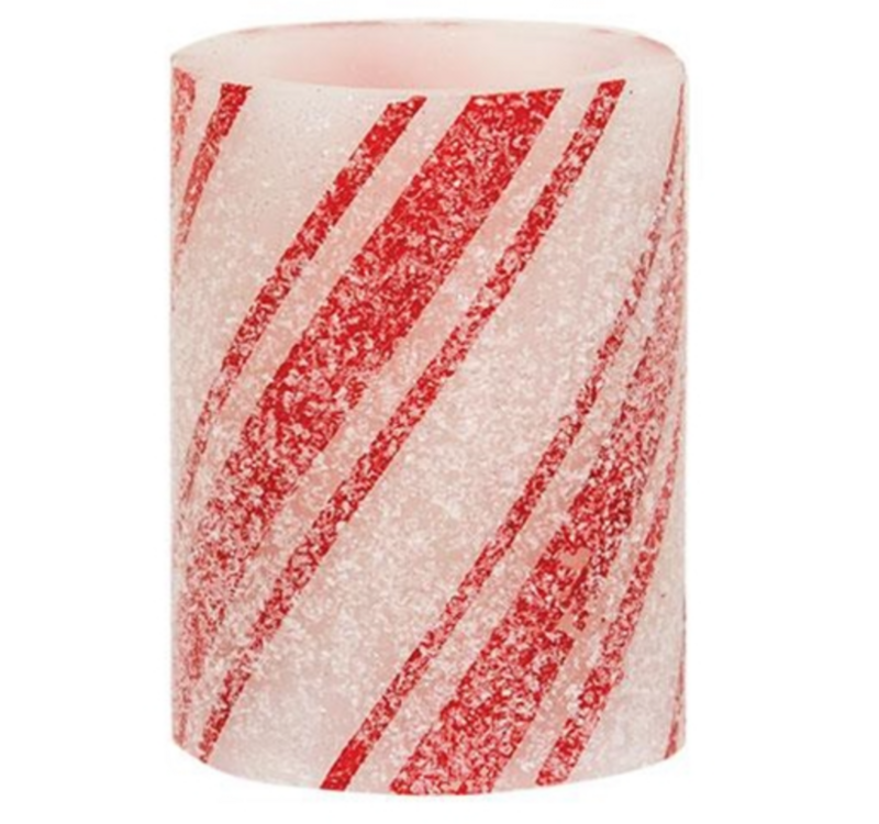 4&quot; Candy Cane TIMER Pillar Candle