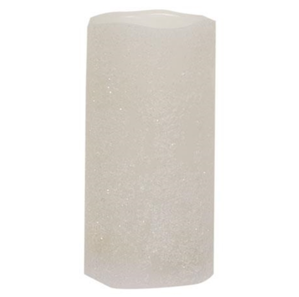 6&quot; White Frosty TIMER Pillar Candle