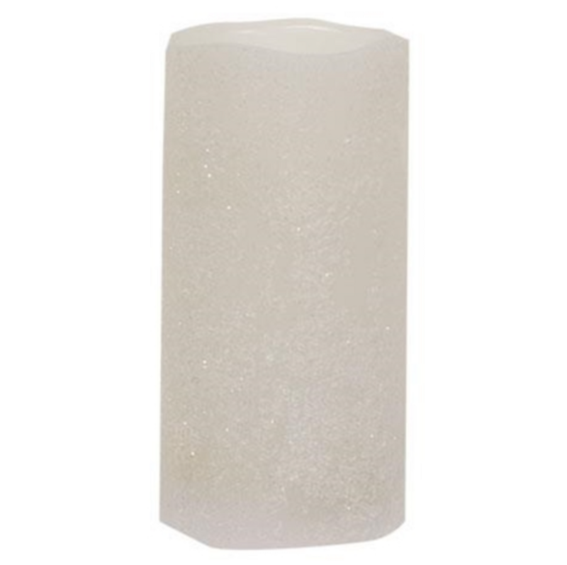 6&quot; White Frosty TIMER Pillar Candle