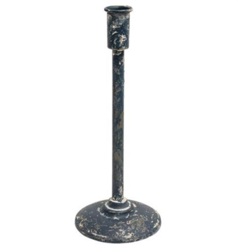 Distressed Black Taper Candle Holder 11-3/4&quot;