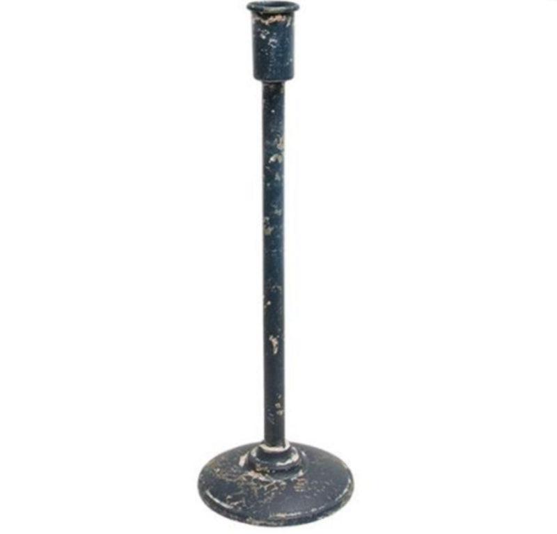 Distressed Black Taper Candle Holder 14-1/2&quot;