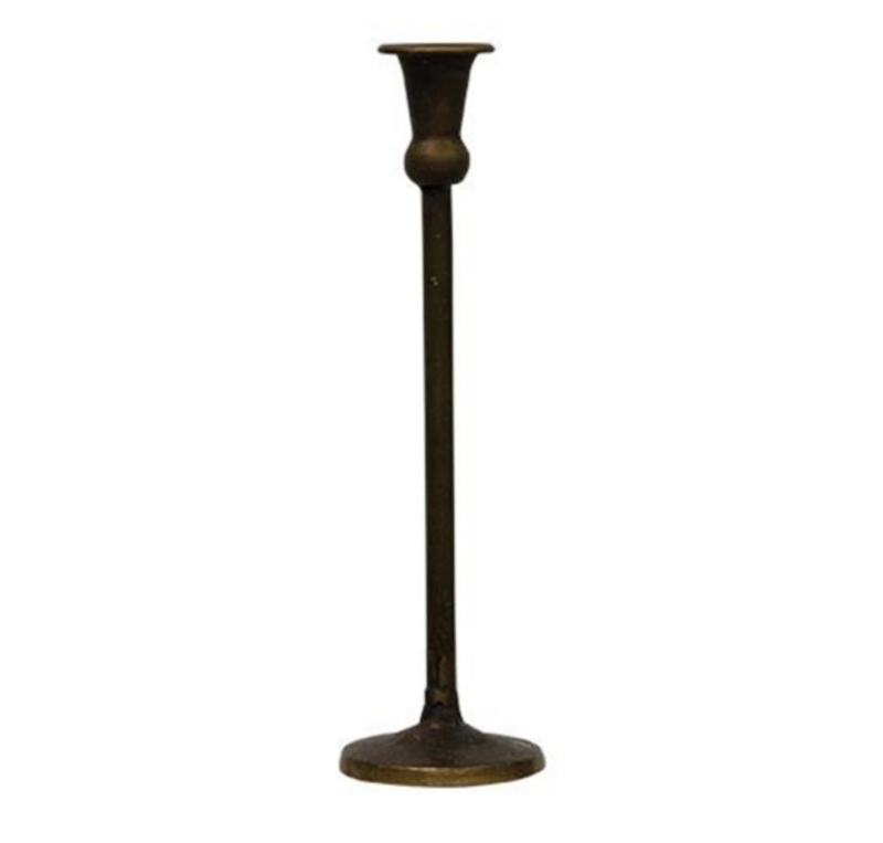 Antiqued Brass Maglia Taper Candle Holder 12-1/2&quot;