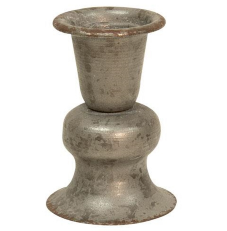 Alette 3&quot; Pewter Taper Candle Holder