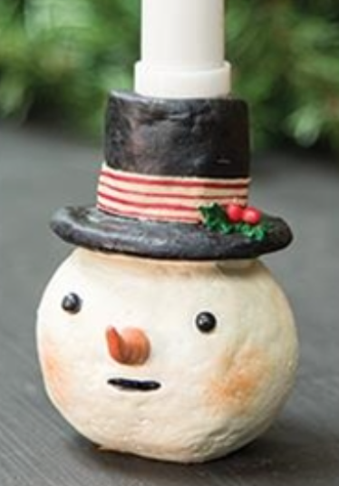 Resin Snowman Taper Candle Holder
