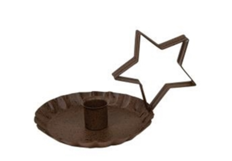 Rusty Star Handle Taper Candle Holder