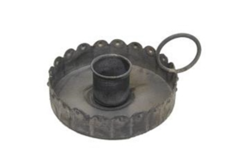 Antique Gray Scalloped Taper Candle Holder