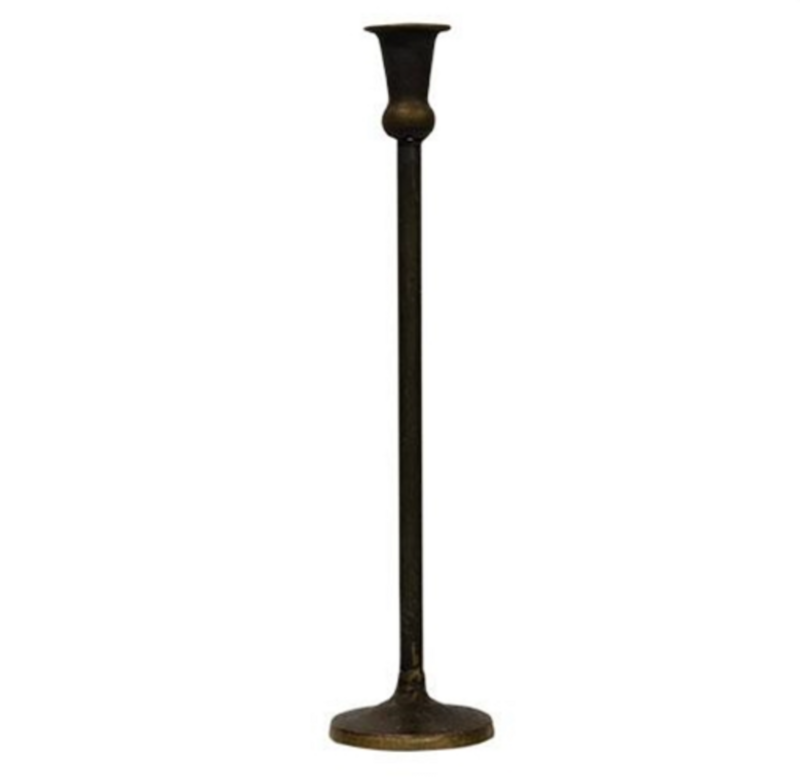 Antiqued Brass Maglia Taper Candle Holder 15&quot;