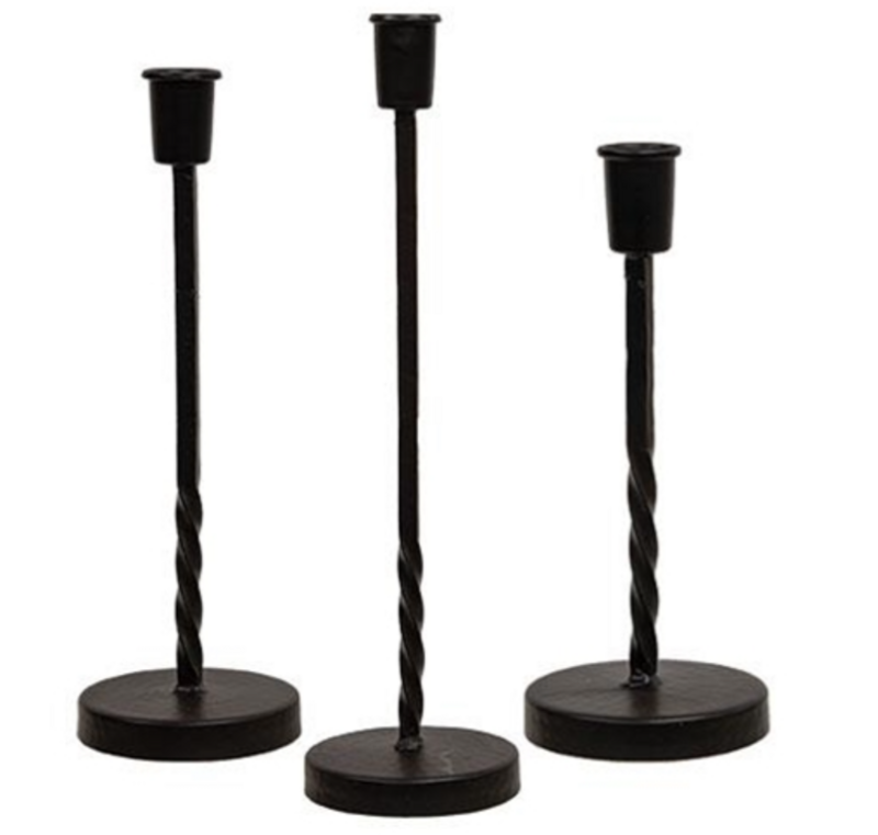3Piece Wrought Iron Twisted Taper Candle Holder Set