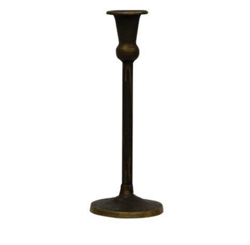 Antiqued Brass Maglia Taper Candle Holder 10&quot;