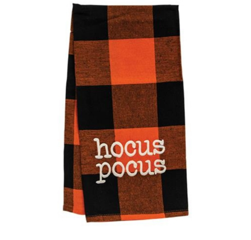 Hocus Pocus Orange &amp; Black Buffalo Check Dish Towel