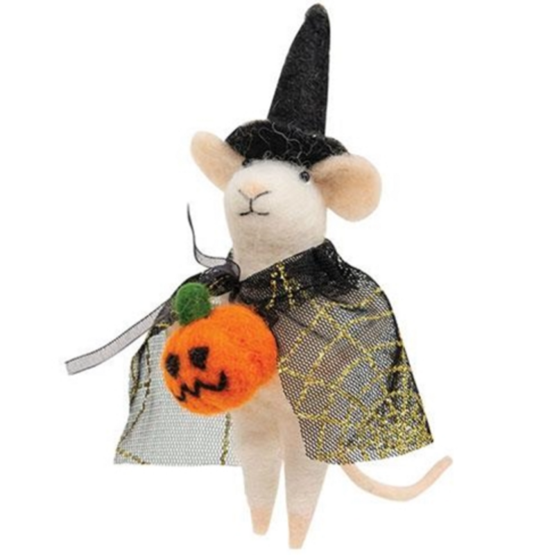 Felted Witch Mouse Ornament Decor Accent