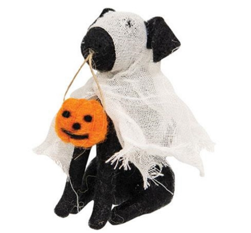 Felted Ghost Dog Ornament Decor Accent