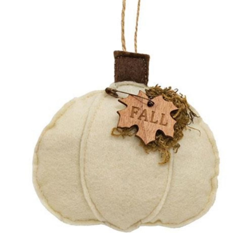 Cream FALL Felt Pumpkin Ornament