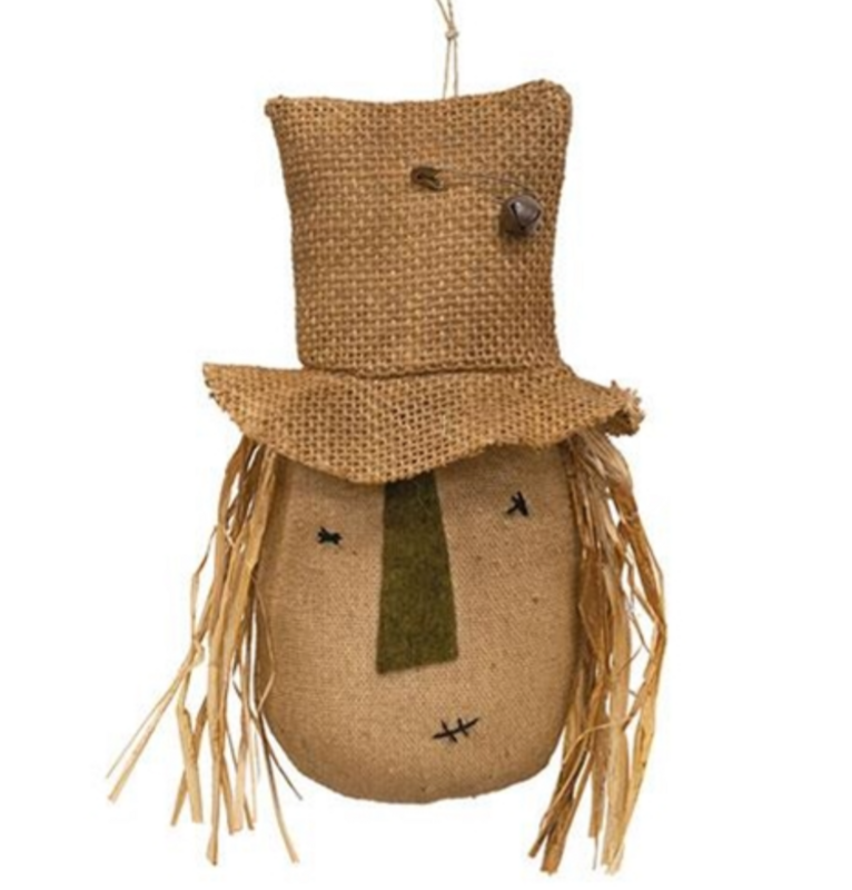 Primitive Scarecrow Head Ornament Decor Accent