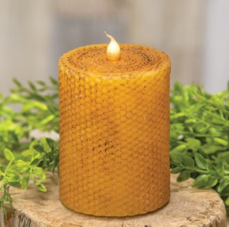 4&quot; Wrapped Honeycomb Pillar Candle