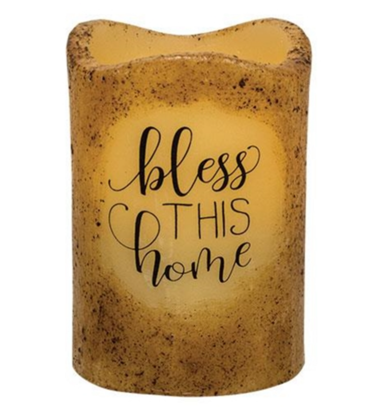 4-1/2&quot; Bless this Home TIMER Pillar Candle