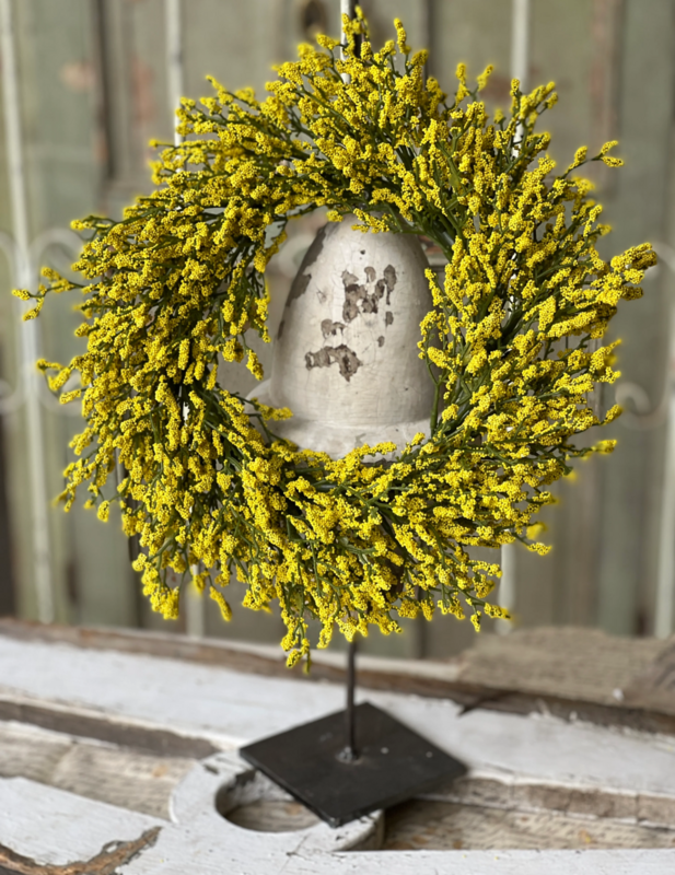 6" Yellow Array Astilbe Floral Candle Ring Wreath Decor