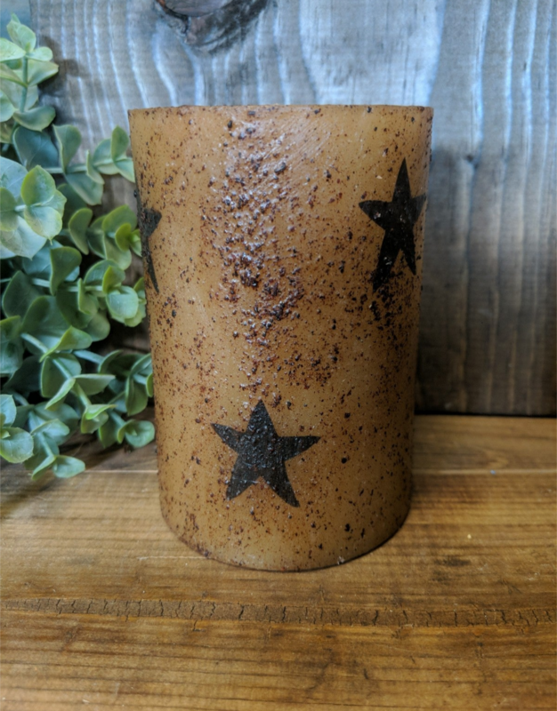 4&quot; Burnt Mustard Star TIMER Pillar Candle