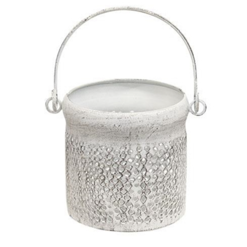 Shabby Chic White Can Lantern Small 