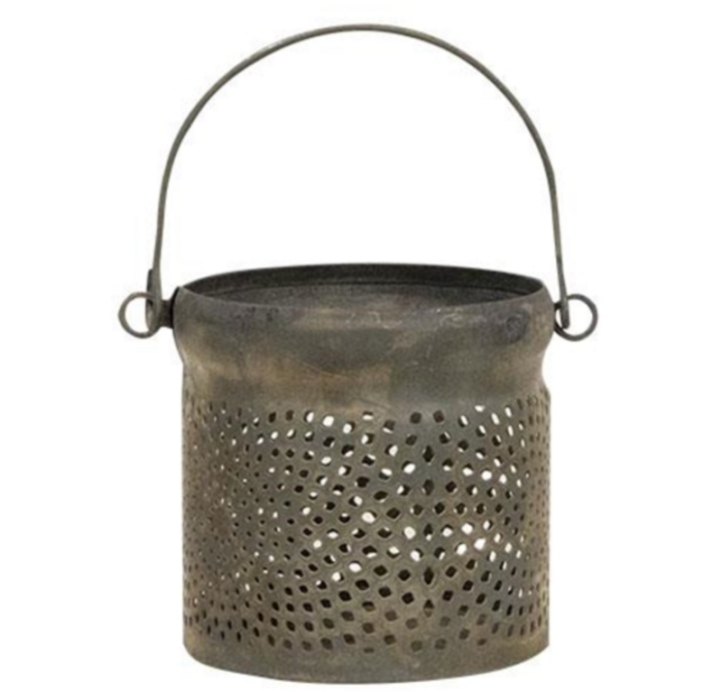 Antiqued Gray Candle Lantern Small