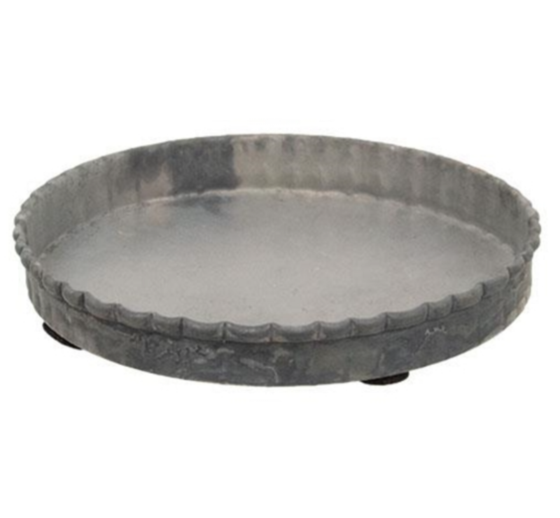 4&quot; Antiqued Gray Fluted Candle Pan