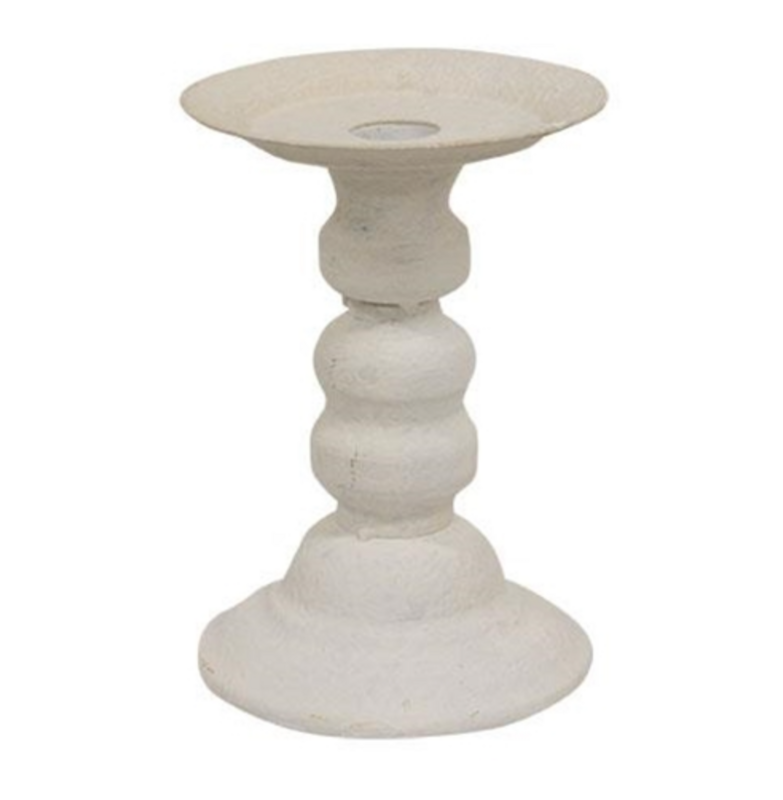 6-1/4&quot; White Metal Shabby Chic Candle Holder