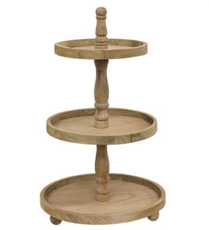 Distressed Wooden Three-Tiered Tray