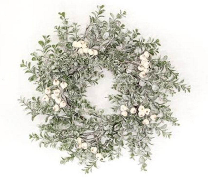 6-1/2&quot; Snow Berries &amp; Icy Boxwood Candle Ring