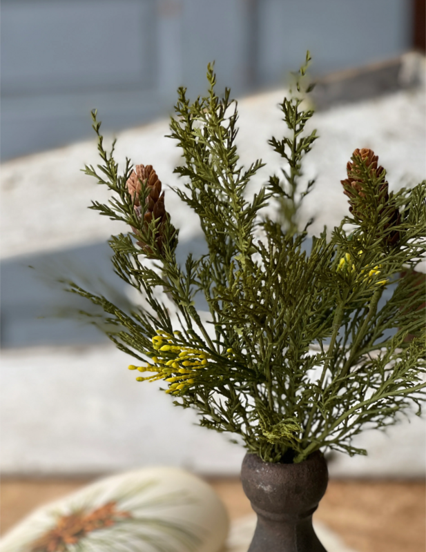 Alpine Cedar Floral Pick Decor Accent