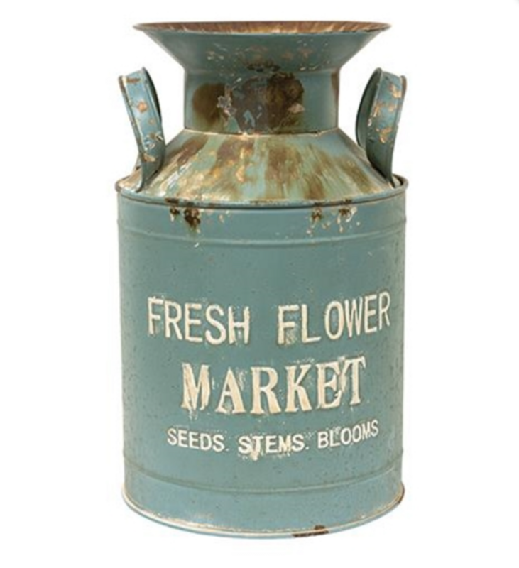 Vintage Fresh Flower Market Milk Can