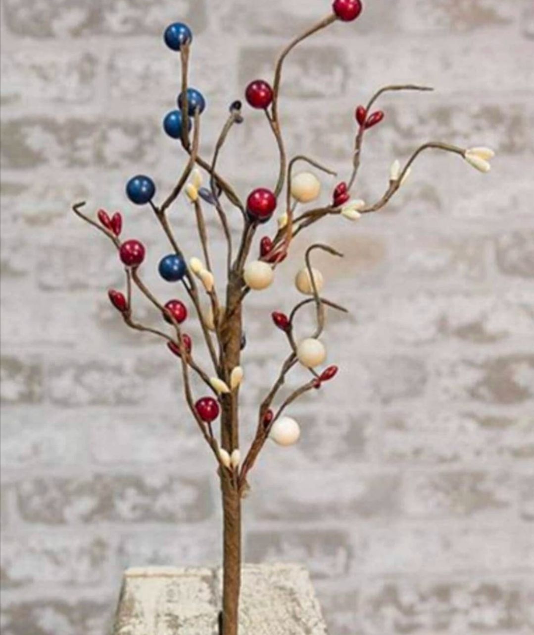 12&quot; Americana Patriotic Primitive Country Pipberry Berry Floral Pick Decor...
