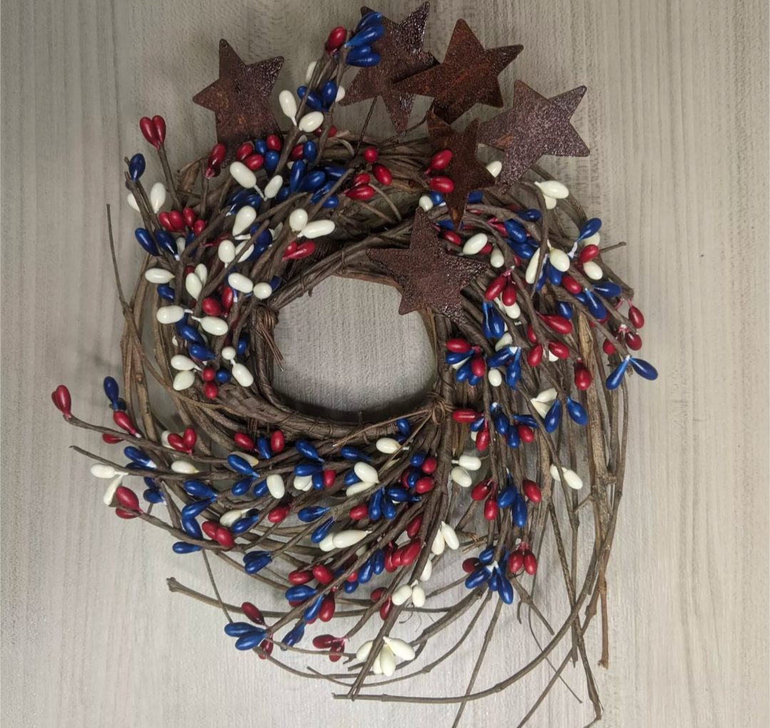 8&quot; Patriotic Americana Country Mix Twig Wreath Decor Accent
