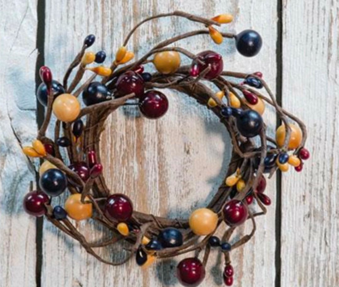2&quot; Colonial Pipberry Candle Ring Floral Decor Wreath