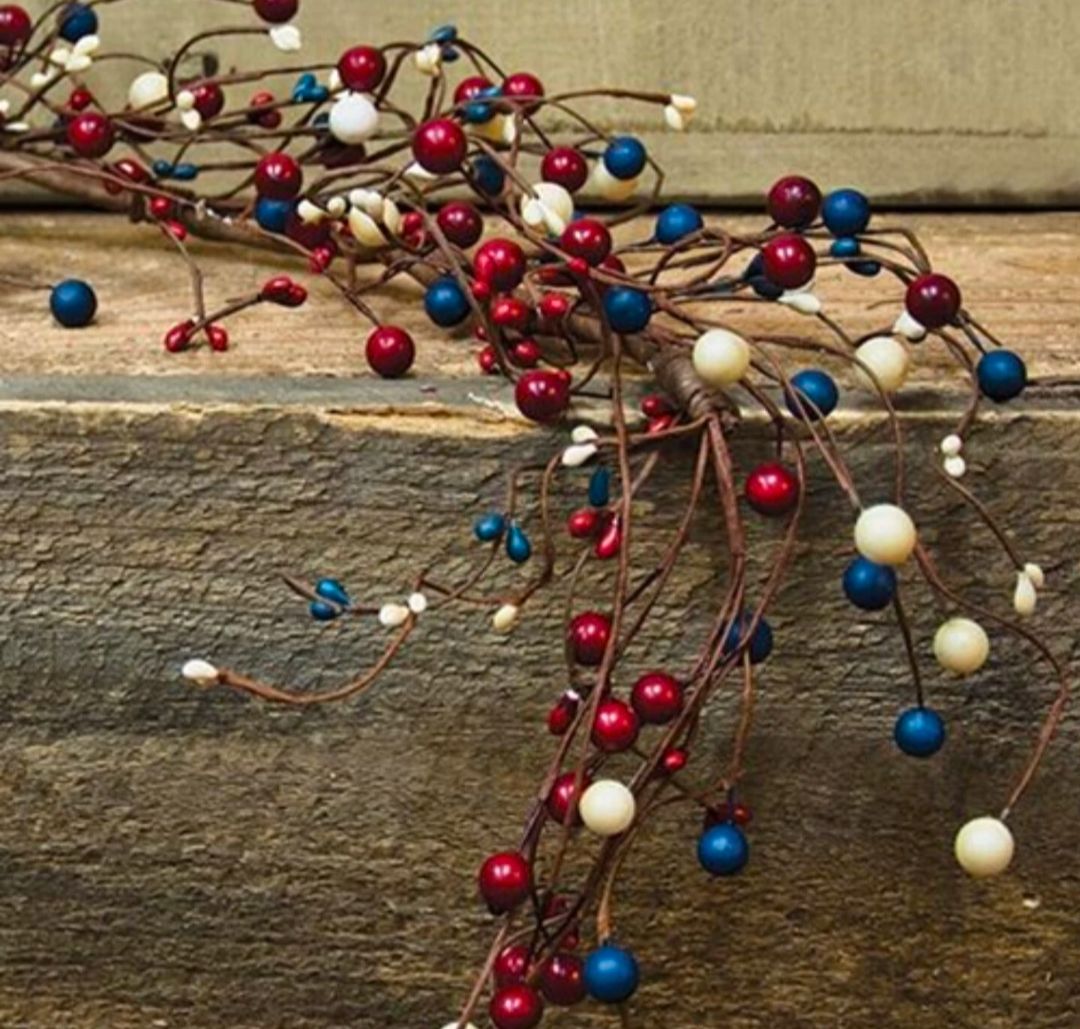 48&quot; Americana Patriotic 4th Of July Red White Blue Berry Garland