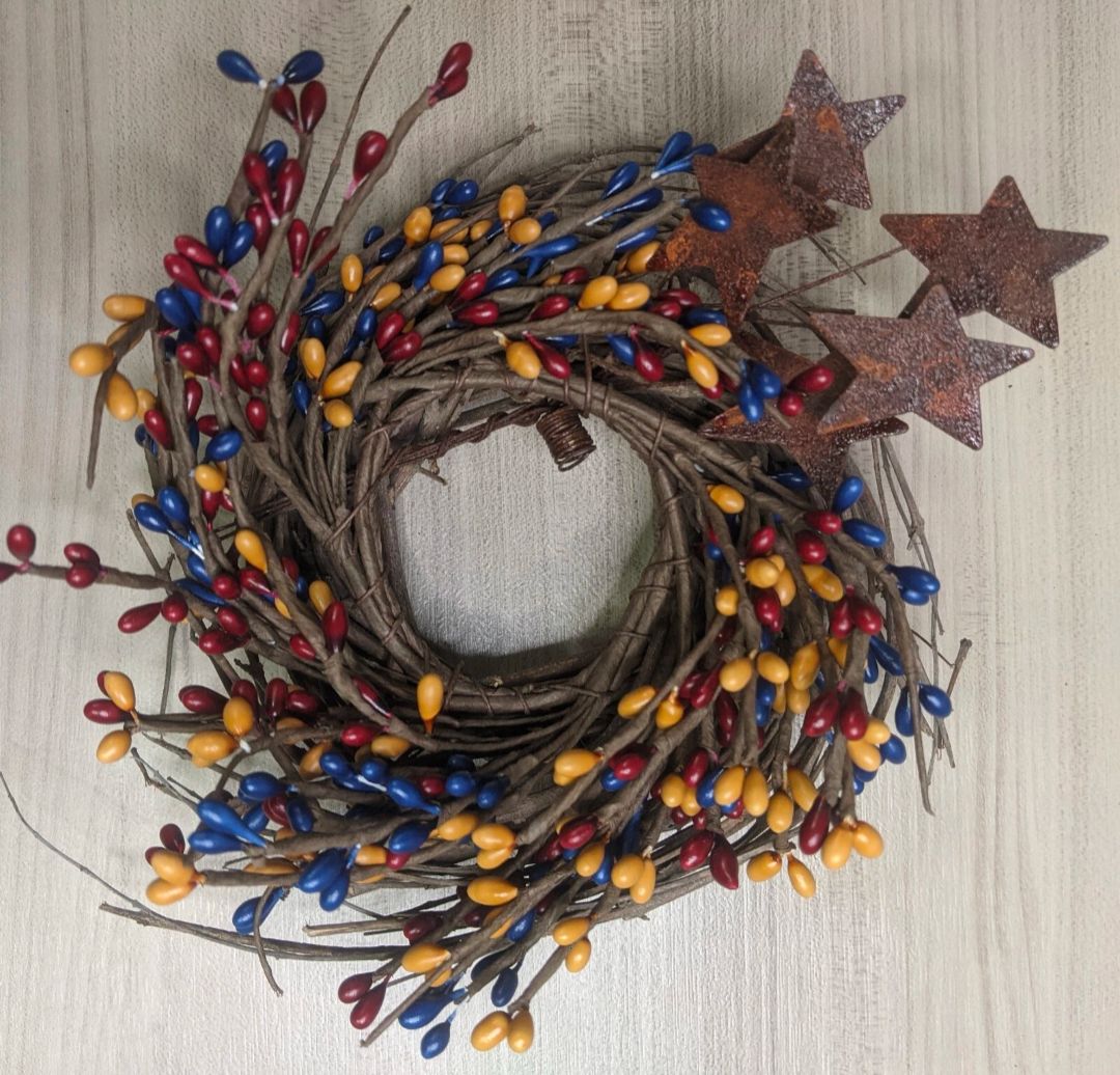 8&quot; Colonial Patriotic Americana Primitive Country Twig Wreath Decor Accent