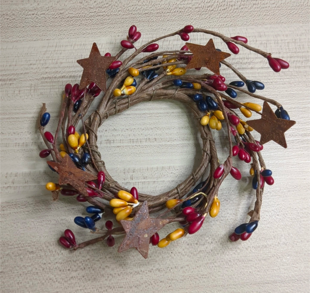 2&quot; Colonial Rusty Star Pipberry Candle Ring