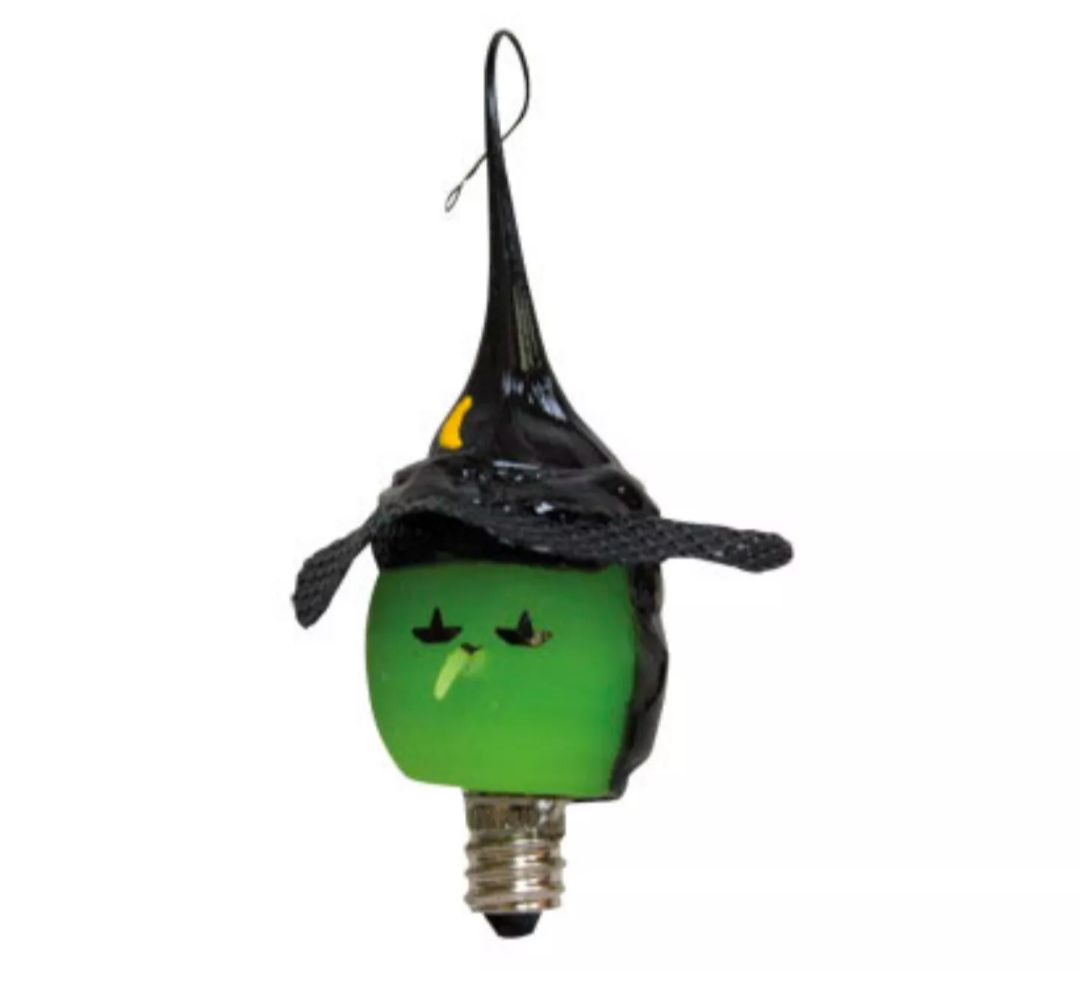 Witch Face With Hat Novelty Light Bulb - 3 Watt Silicone Dipped - Halloween.