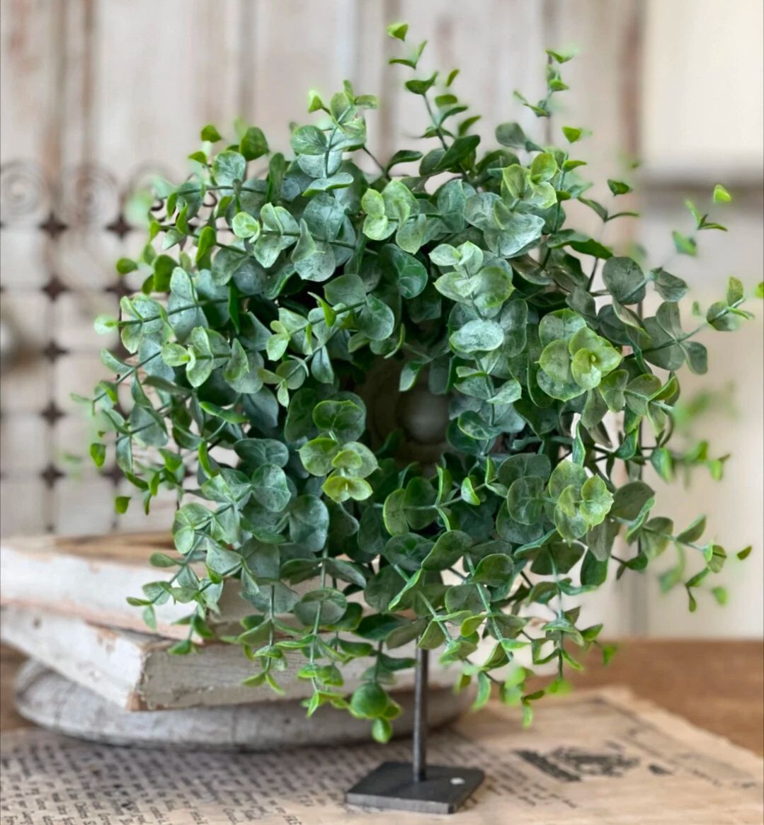 3-1/2&quot; Greenbrier Green Eucalyptus Candle Ring Foral