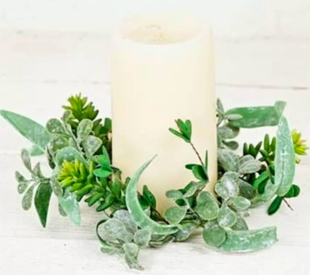 3-1/2&quot; Succulent Garden Candle Ring Floral Wreath Decor