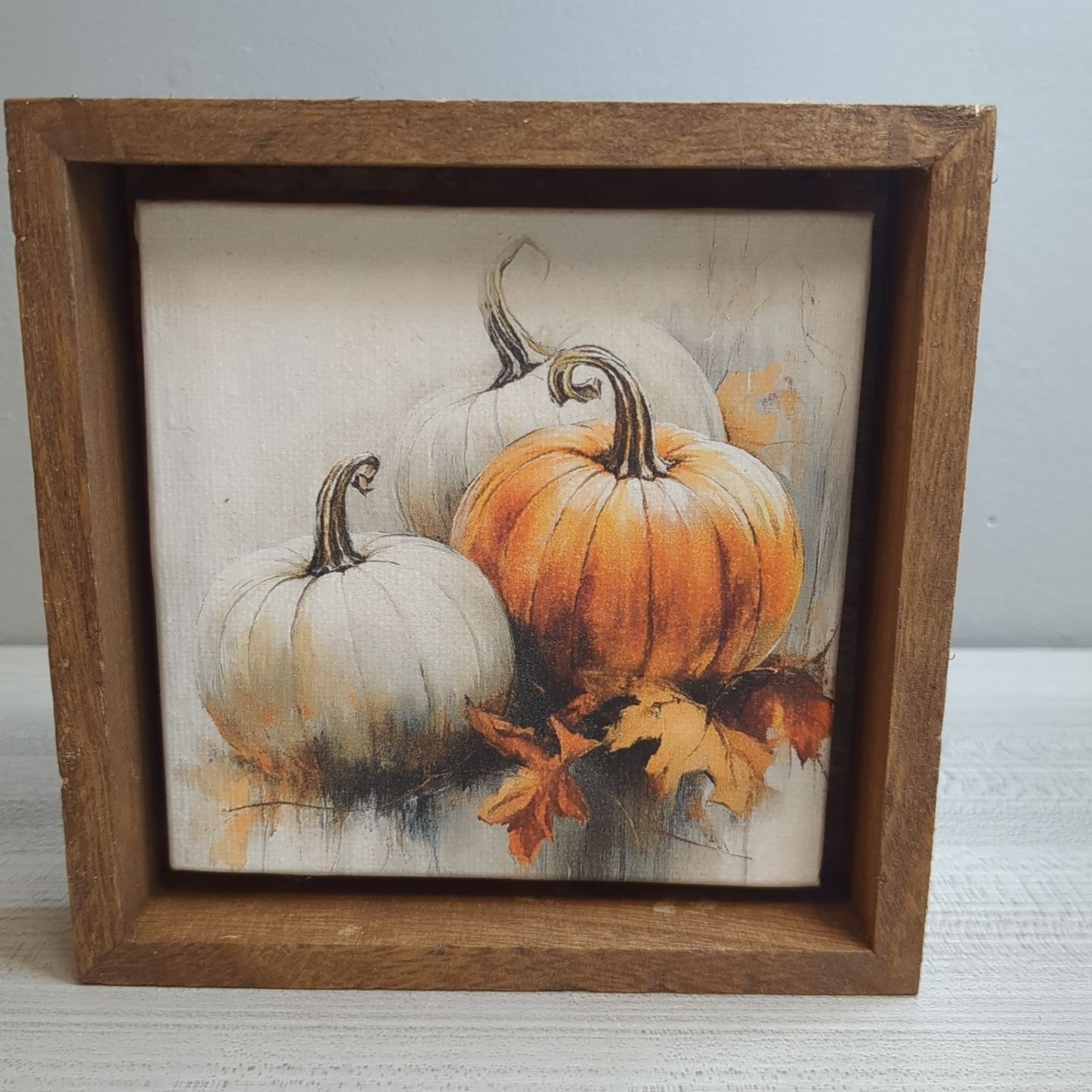 Mini 5&quot;x5&quot; Fall Autumn Shelf Sitter Wall Hanging Decor Sign